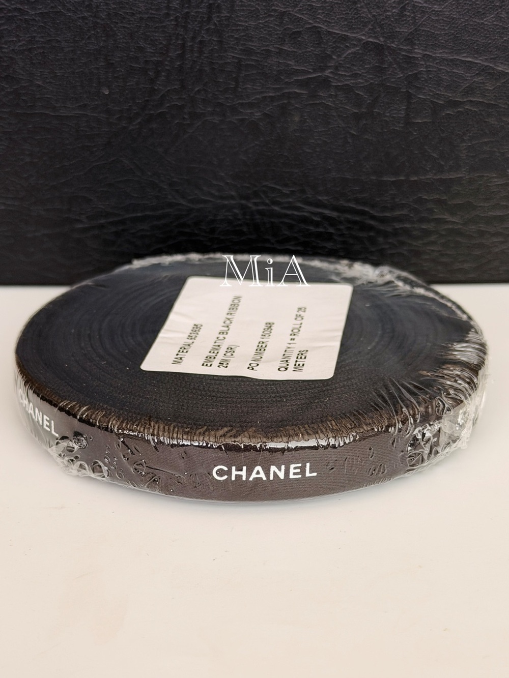 CHANEL Ribbon Full Roll 25m/ 27Yards (Black With White Logo)